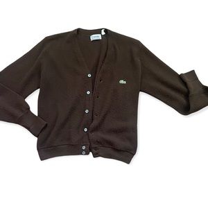 LACOSTE IZOD BROWN KNIT CARDIGAN